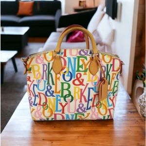 DOONEY & BOURKE Women's Cream Rainbow Retro Logo Coated Satchel Bag